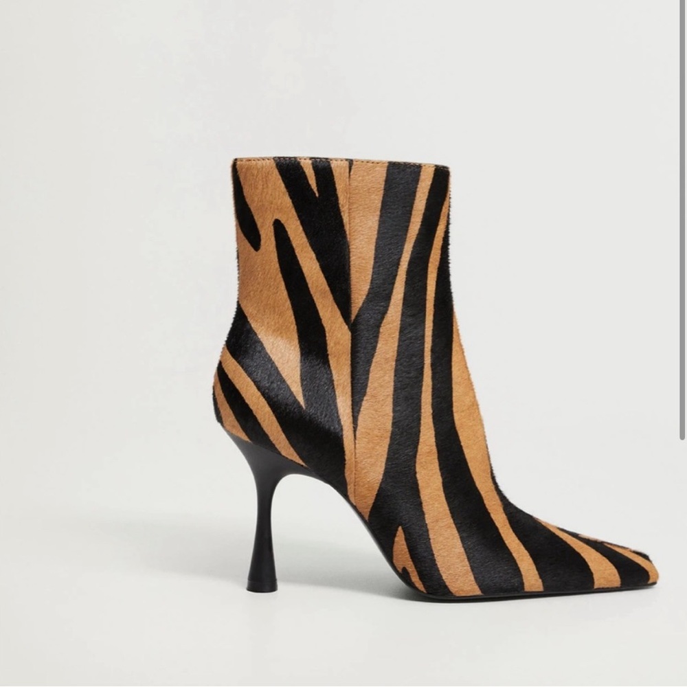 Mango fur animal print  ankle boot.